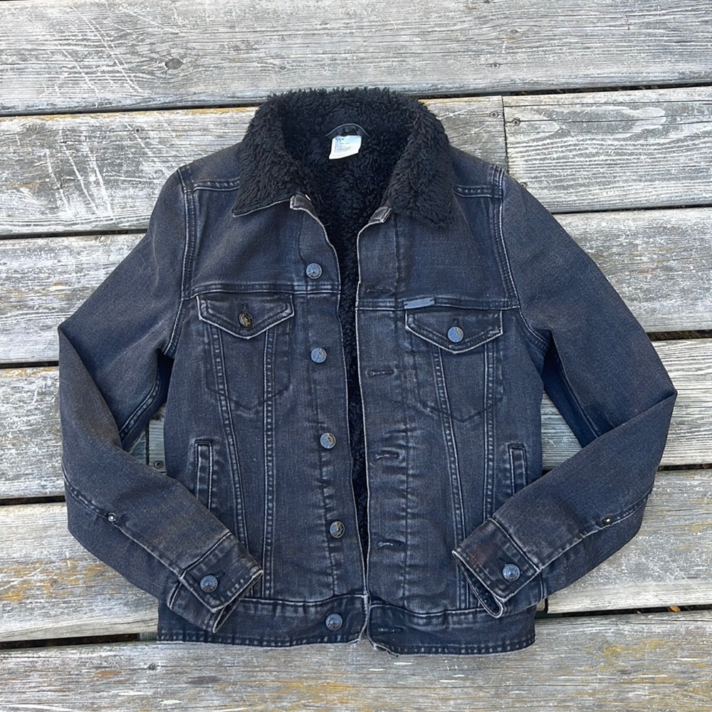 Black H&M Sherpa Lined Jean Jacket
